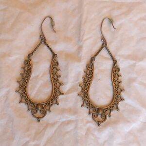 Gold Ornate Teardrop Earrings